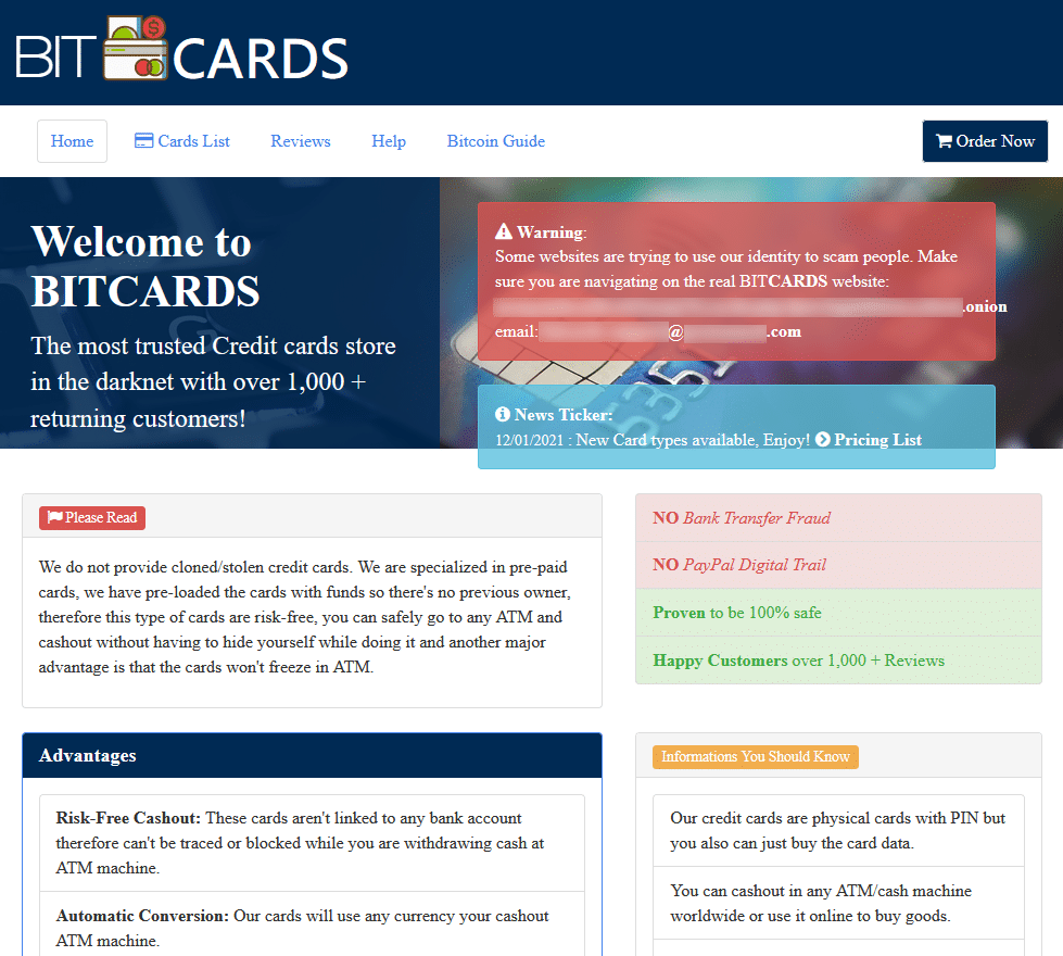 Le site de vente de cartes BitCards