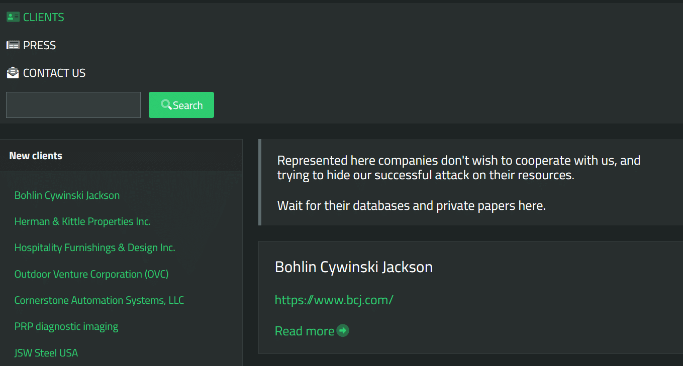 Site du groupe de hackers Suncrypt